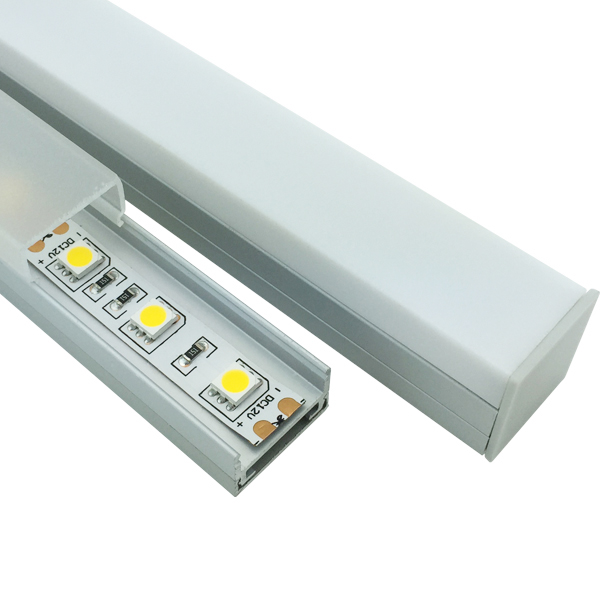 Surface Mounted Square LED Diffuser Channel Aluminum Profile For 15mm Double Row LED Light Strips